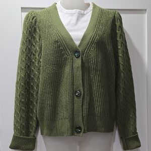 ROAM Perth Olive Green Cable, Button Up Cardigan, XL